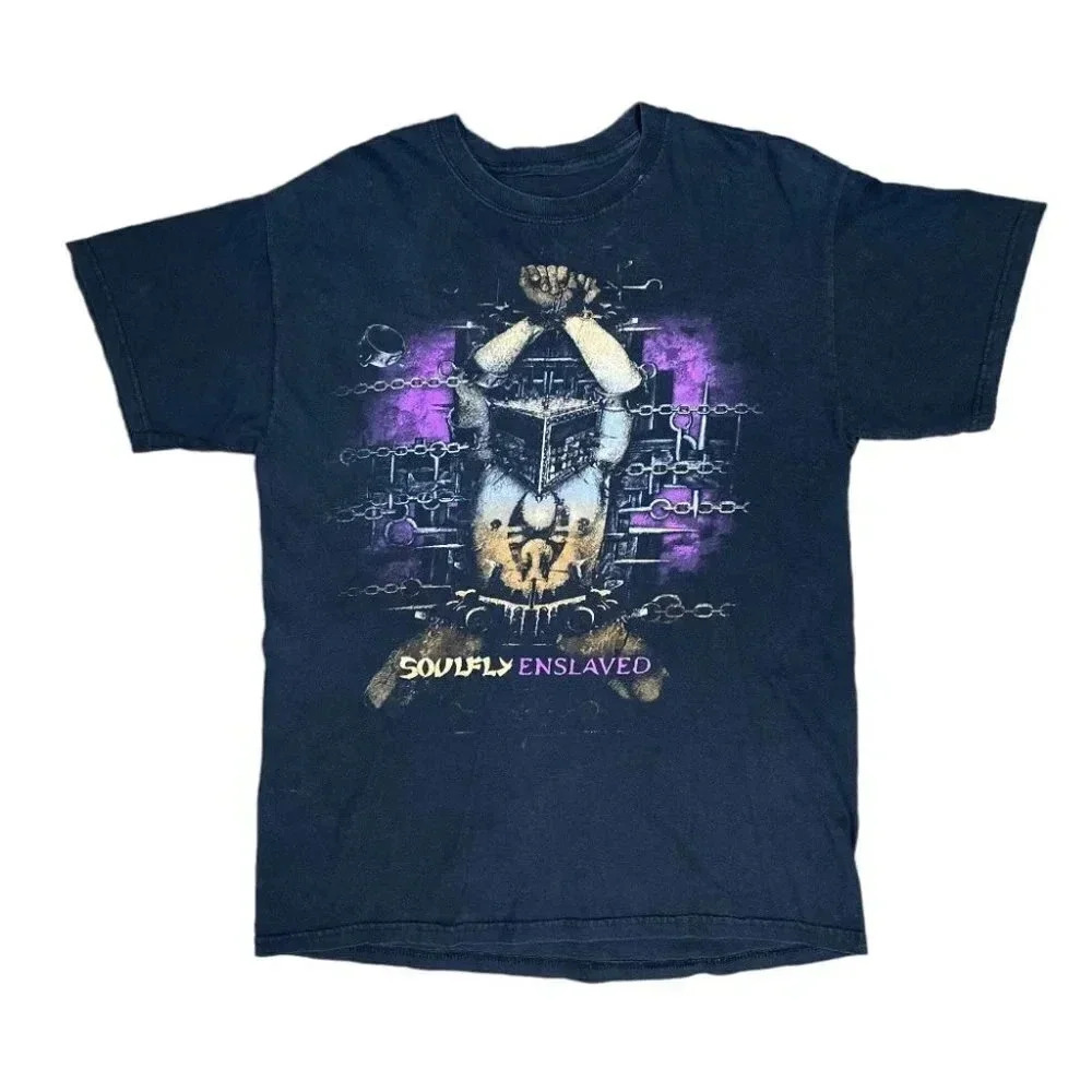 Soulfly Enslaved 2012 Tour 15 Years of Metal Music Rock Band T Shirt Mens Medium